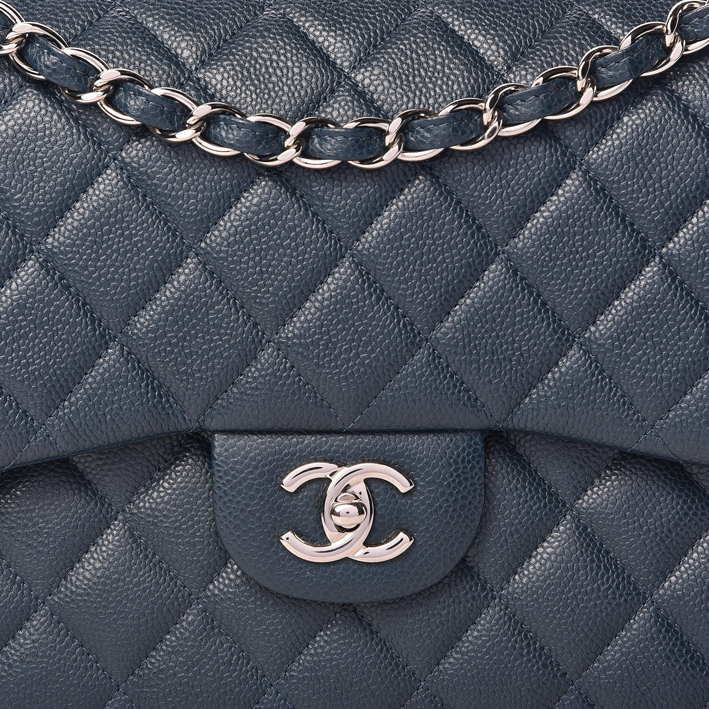 Pearly Caviar Jumbo Double Flap Blue