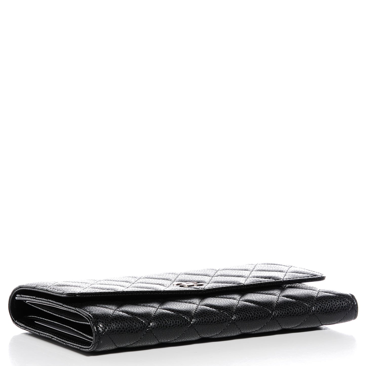 Caviar Quilted Long Flap Wallet Black