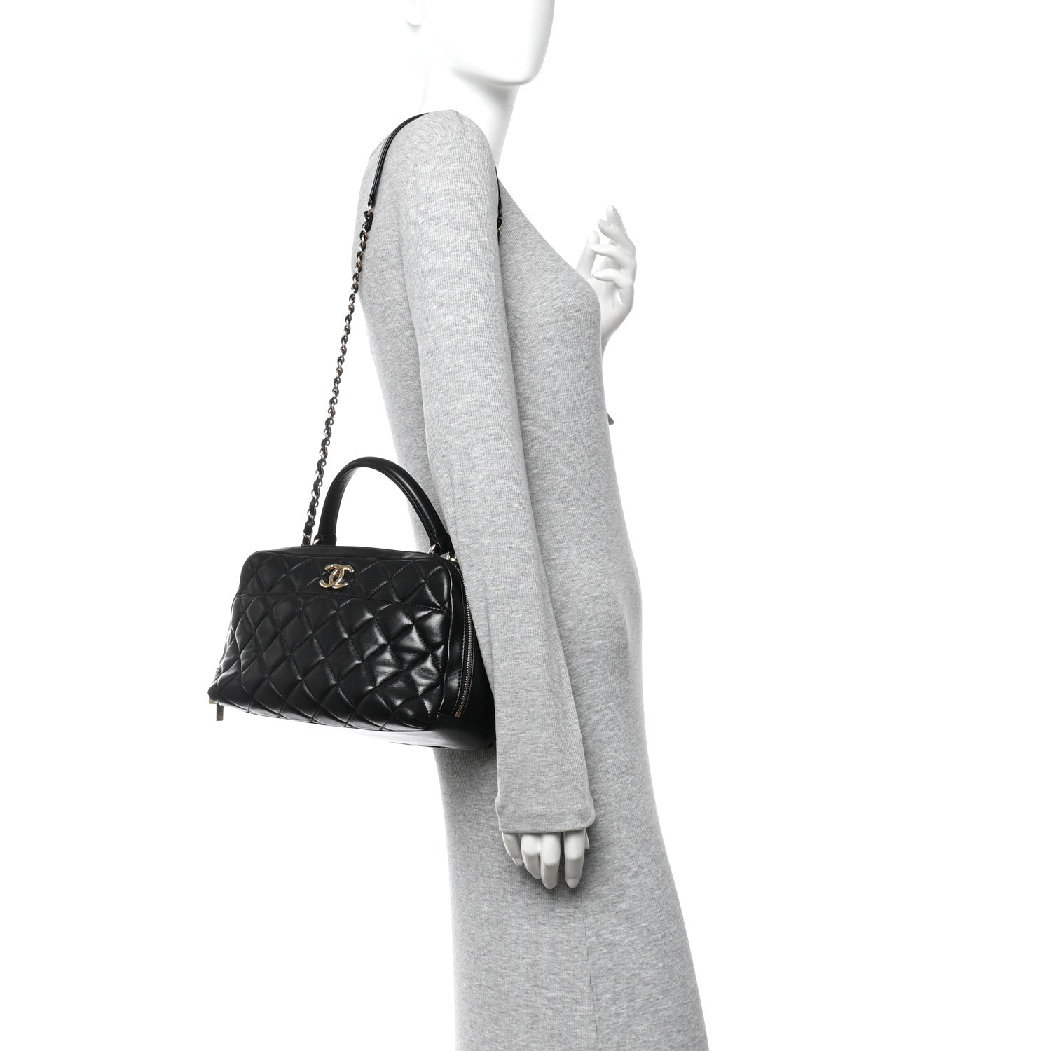 Chanel Lambskin Quilted Medium Trendy CC Bowling Bag Black 2 of 10