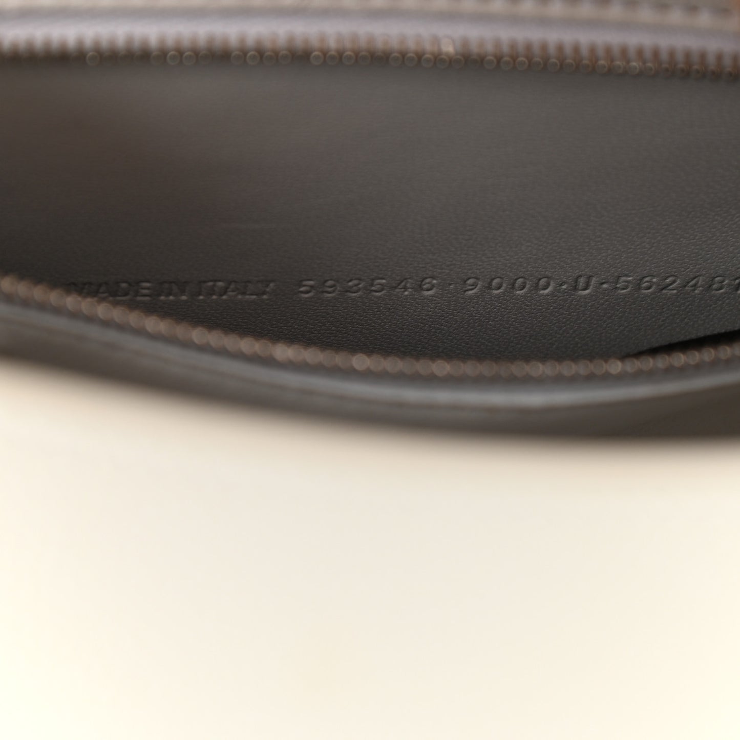 Grained Calfskin Small Hourglass Top Handle Bag White