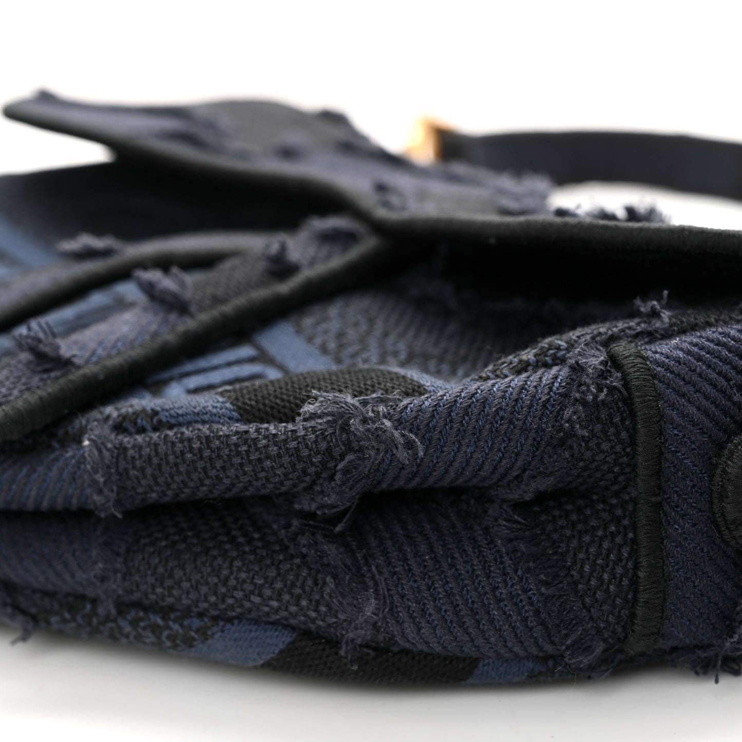 Canvas Embroidered Camouflage Saddle Bag Blue