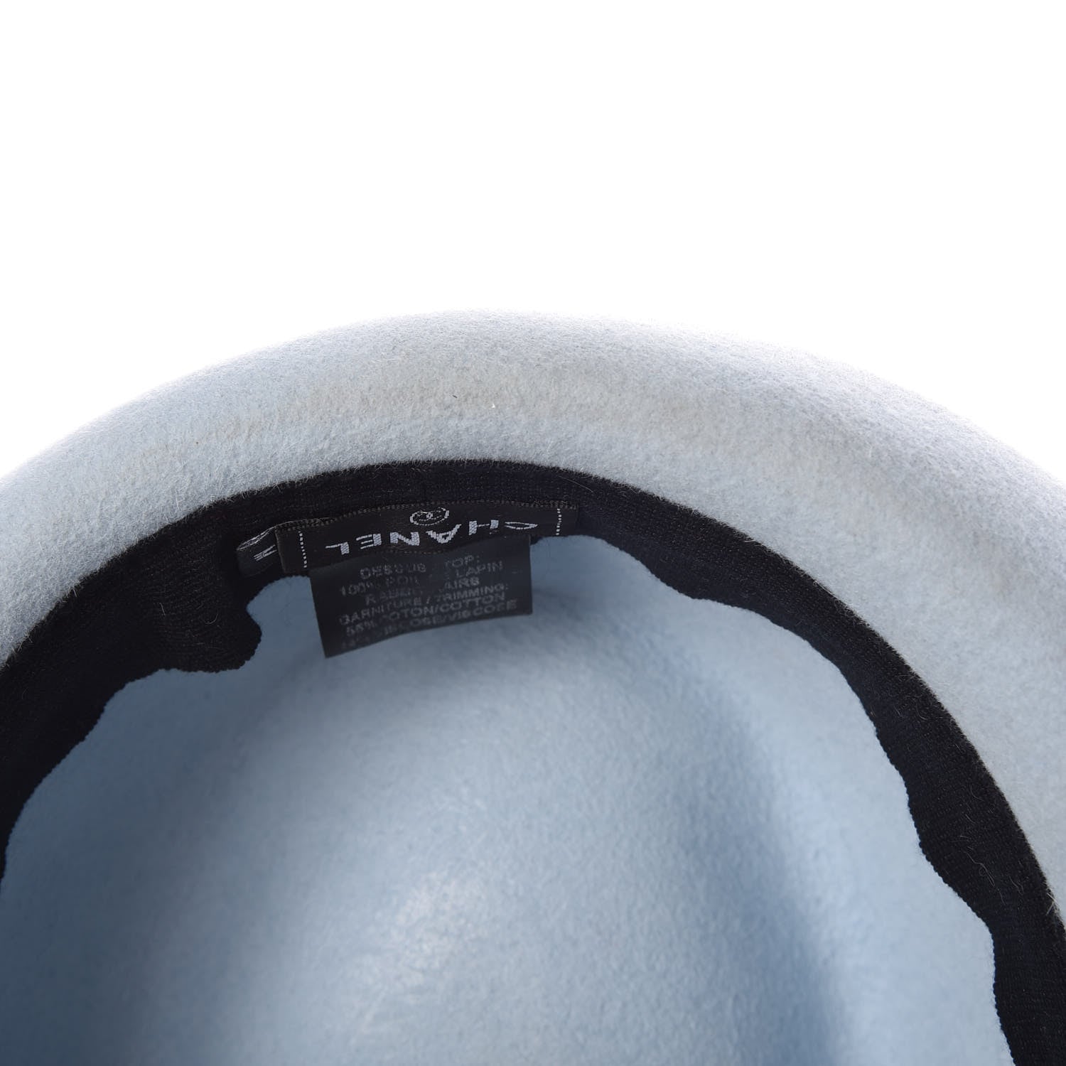 Chanel Rabbit Fur Felt CC Fedora Hat M Light Blue 9 of 11
