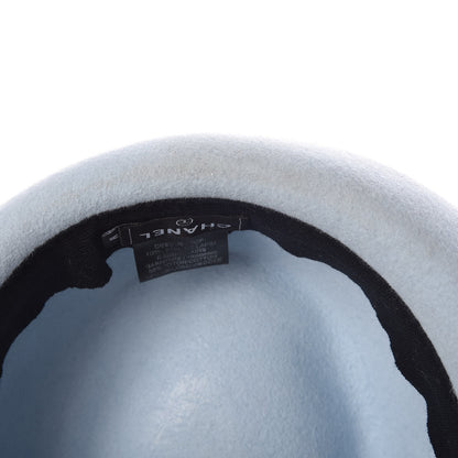 Chanel Rabbit Fur Felt CC Fedora Hat M Light Blue 9 of 11
