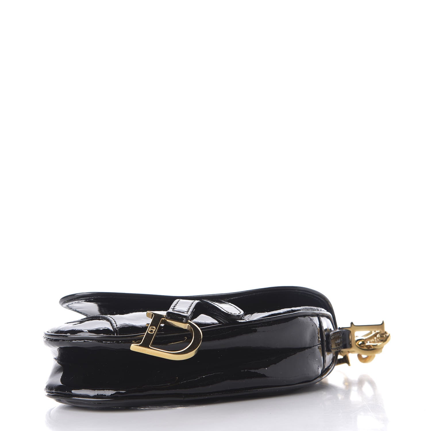 Christian Dior Patent Diorissimo Saddle Wristlet Black 3 of 10