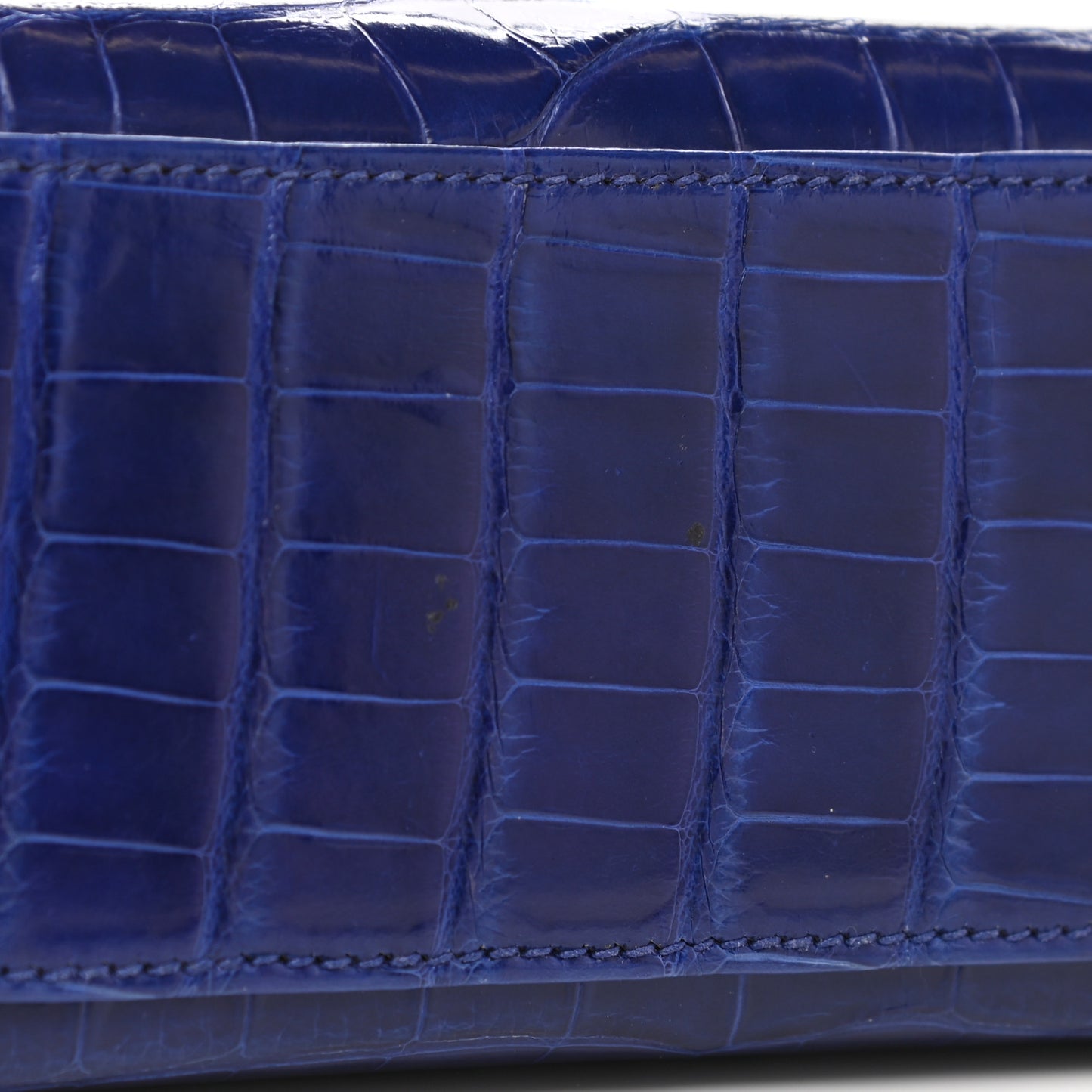 Shiny Alligator Kelly Pochette Bleu Electrique