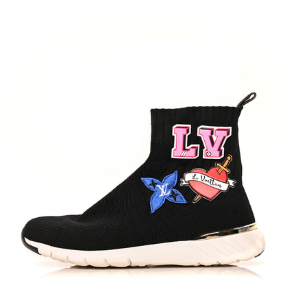 Louis Vuitton Stretch Fabric LV Black Heart Sock Sneaker 37 Black 1 of 8