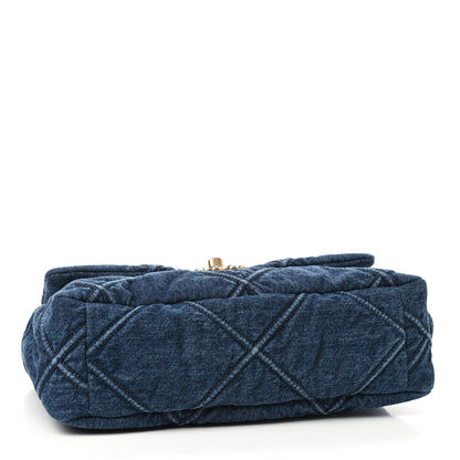 Chanel Denim Quilted Large Chanel 19 Flap Blue 4 of 9