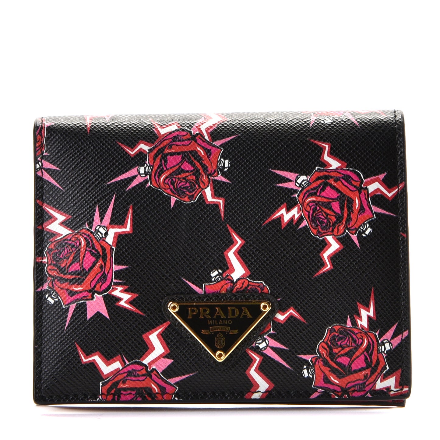 X UNIVERSAL STUDIOS Saffiano Frankenstein Rose Coin Case Card Holder Wallet Lacca