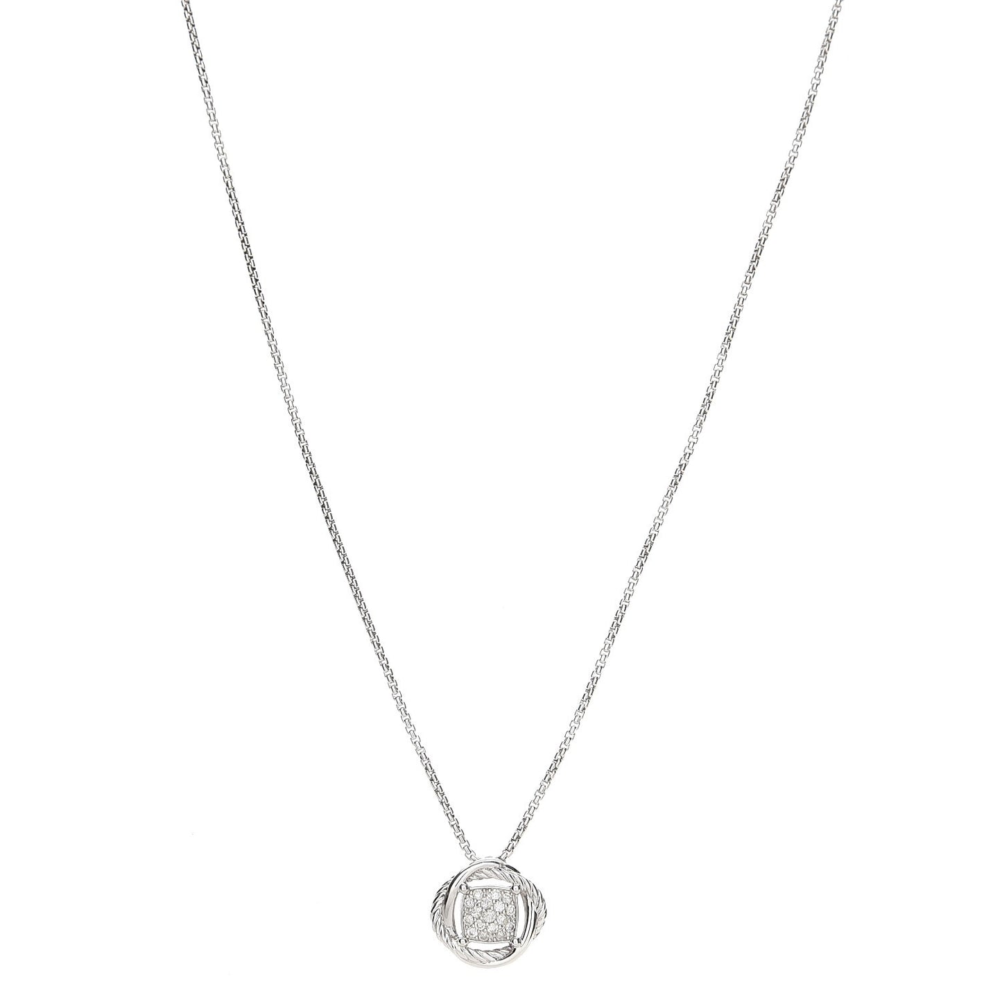 Sterling Silver Diamond 7mm Infinity Pendant Necklace