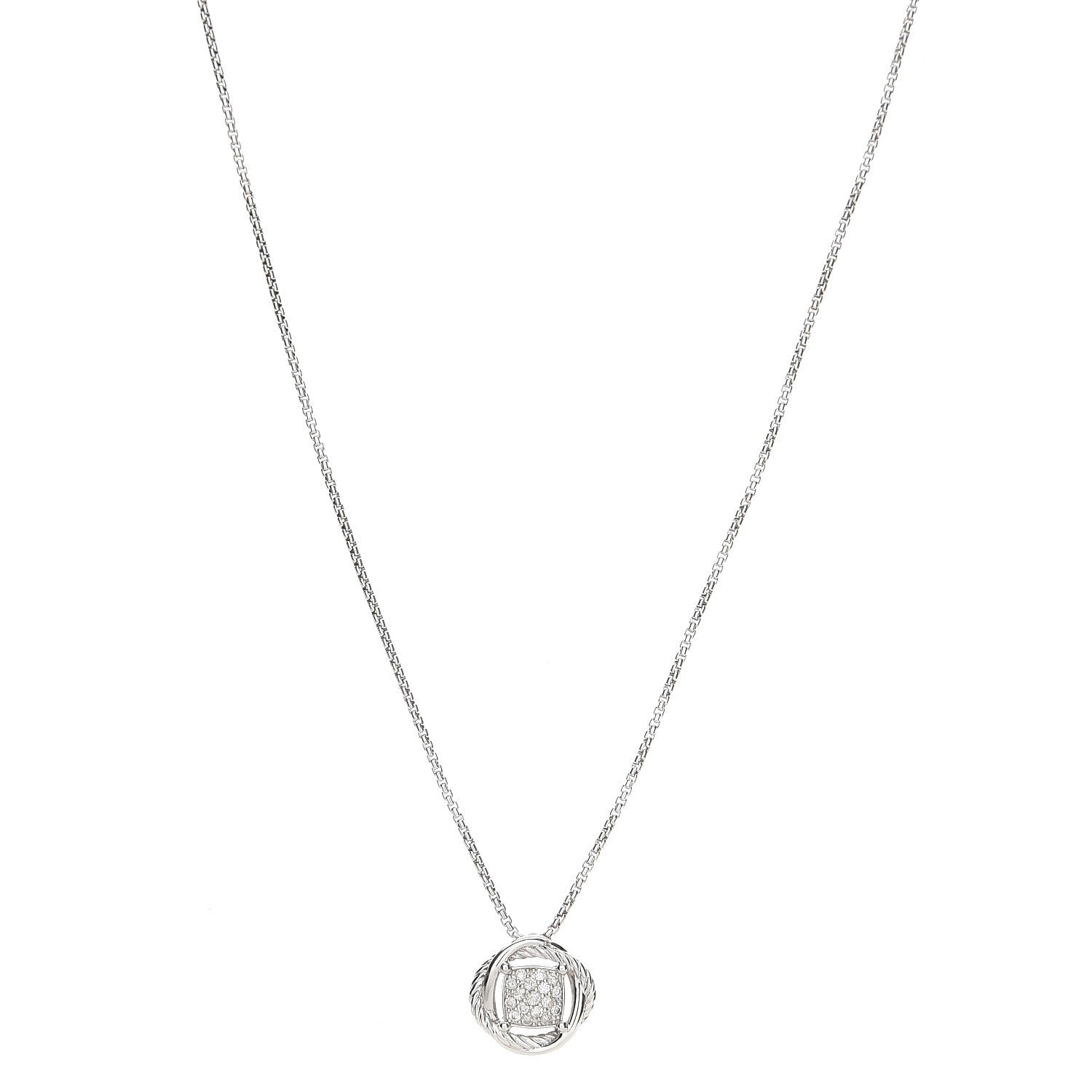 David Yurman Sterling Silver Diamond 7mm Infinity Pendant Necklace 1 of 7