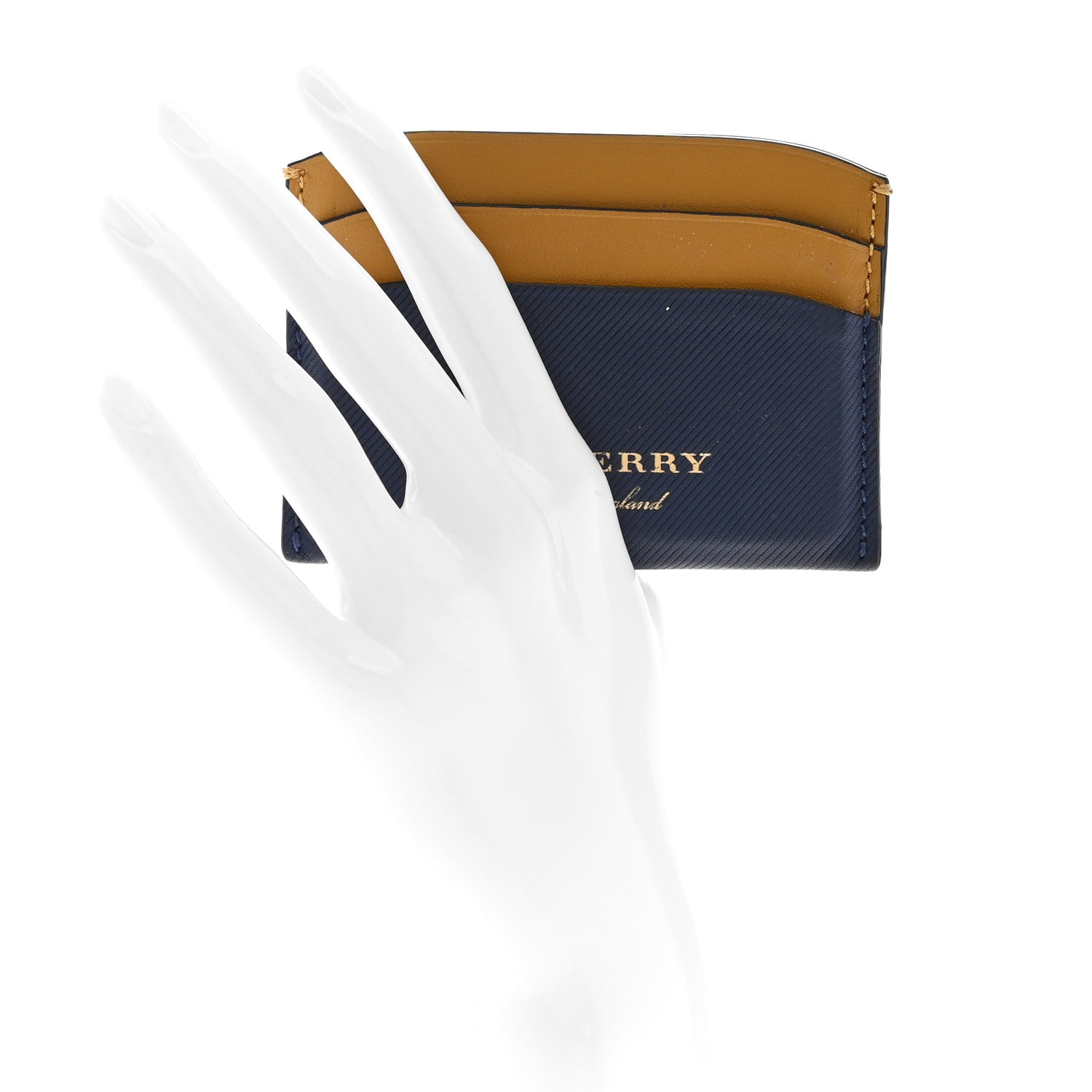 Burberry Soft Grain Calfskin Izzy Card Case Blue Carbon Camel 2 of 11