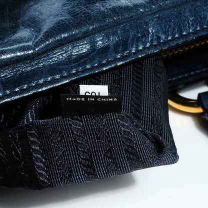 Prada Vitello Shine Tote Denim 7 of 9