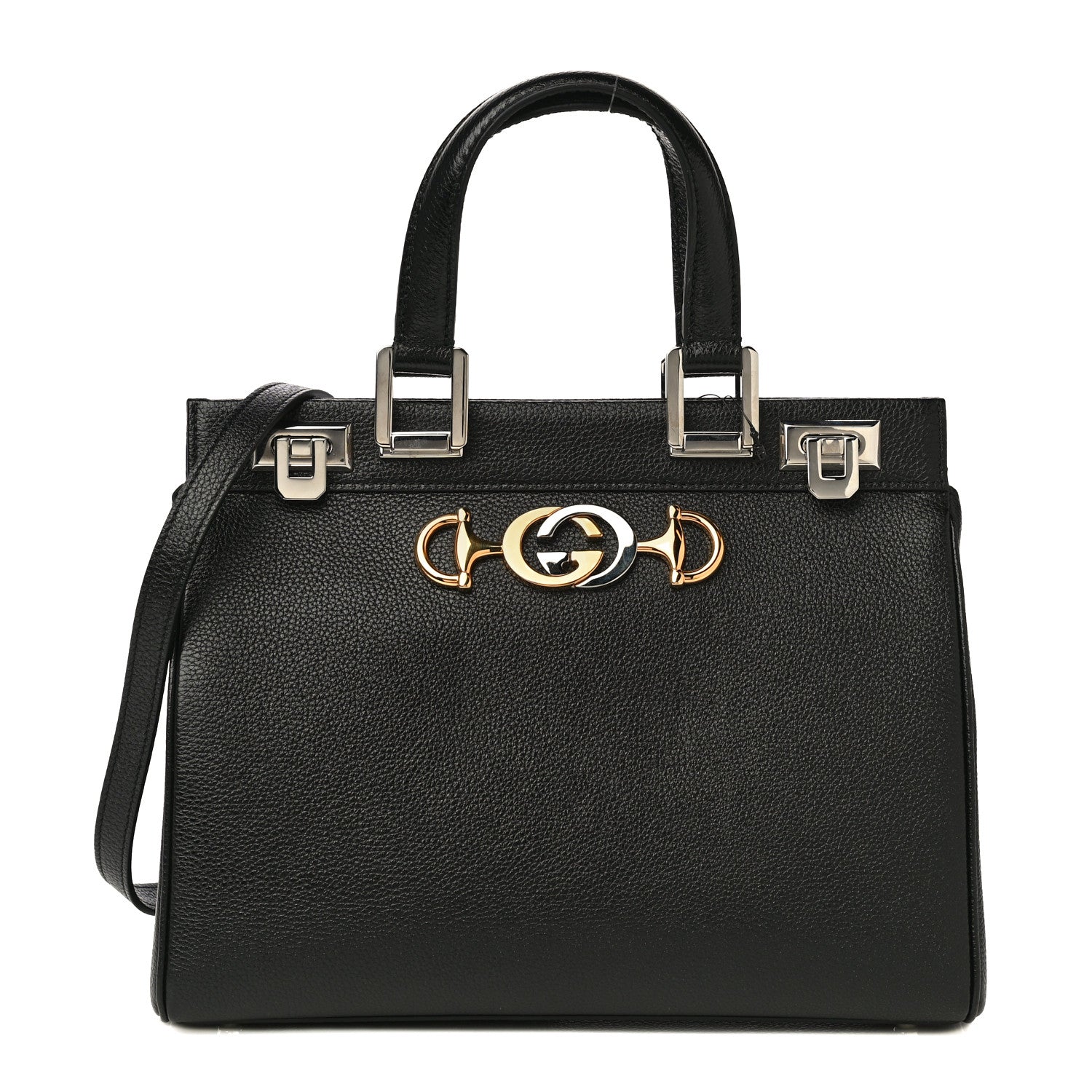 Gucci Grainy Calfskin Small Zumi Top Handle Bag Black 1 of 11