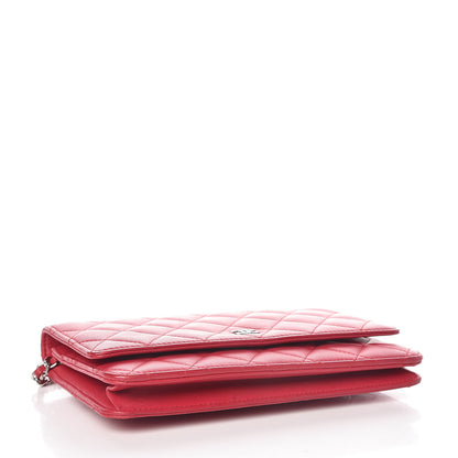 Chanel Lambskin Quilted Wallet On Chain WOC Dark Pink 4 of 11