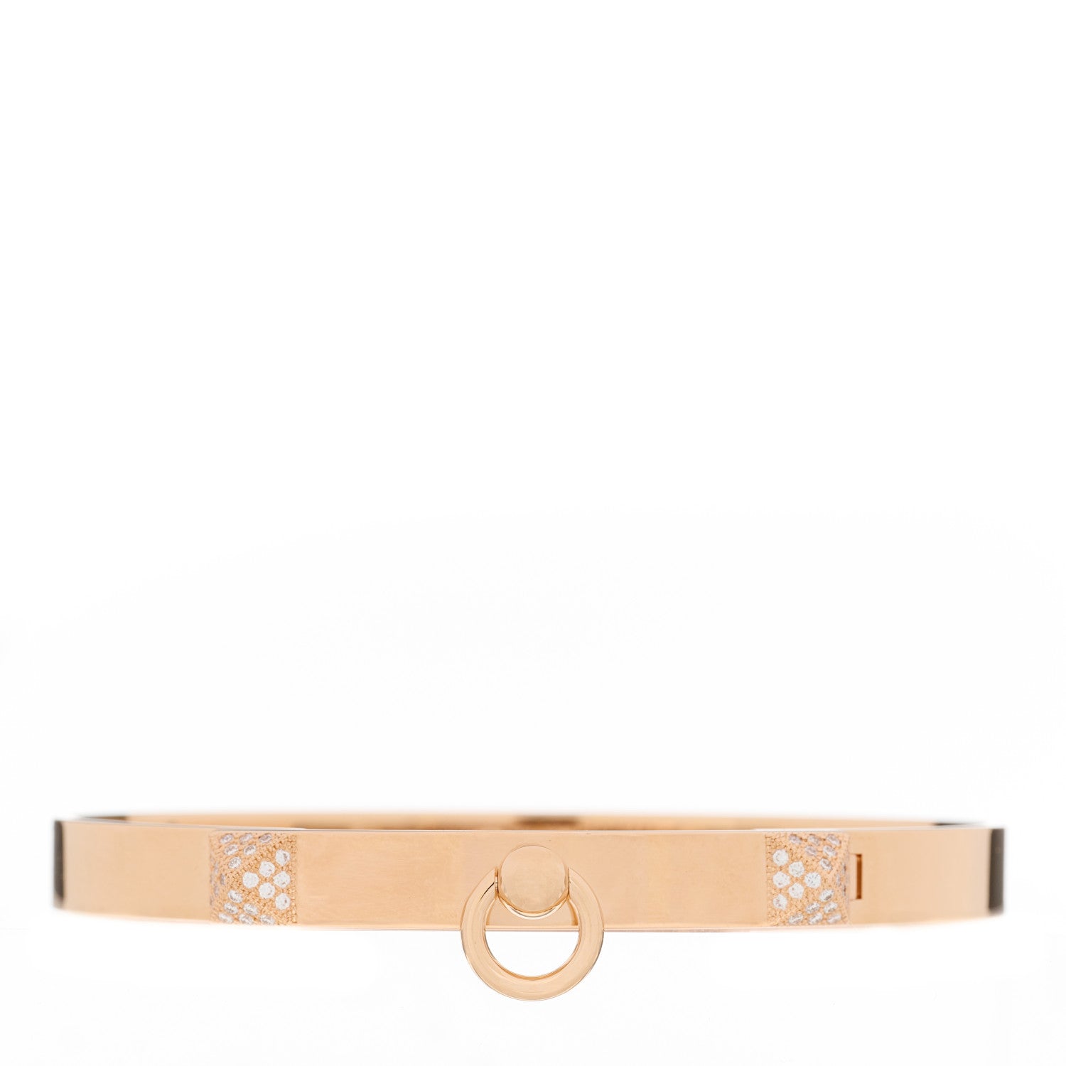 Hermes 18K Rose Gold Diamond PM Collier De Chien Bracelet ST 1 of 3
