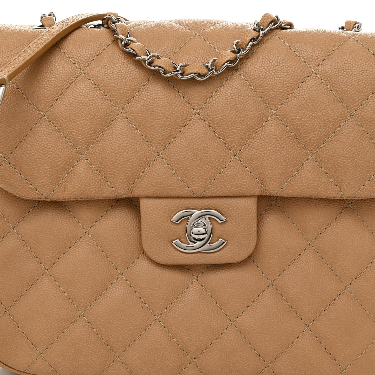 Caviar Quilted Medium Urban Companion Flap Beige