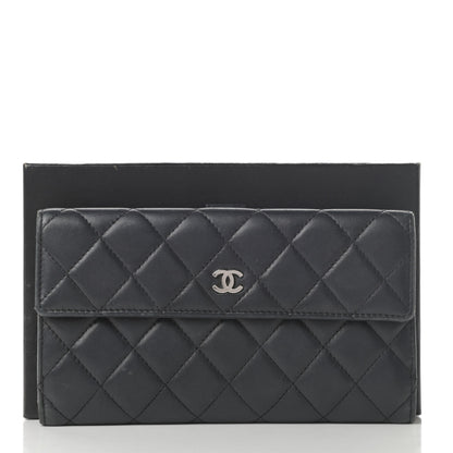 Chanel Lambskin Quilted Long Flap Wallet Black 23 of 23