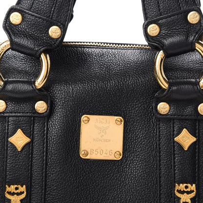 MCM Grained Calfskin Studded Boston Bag Black 11 of 11