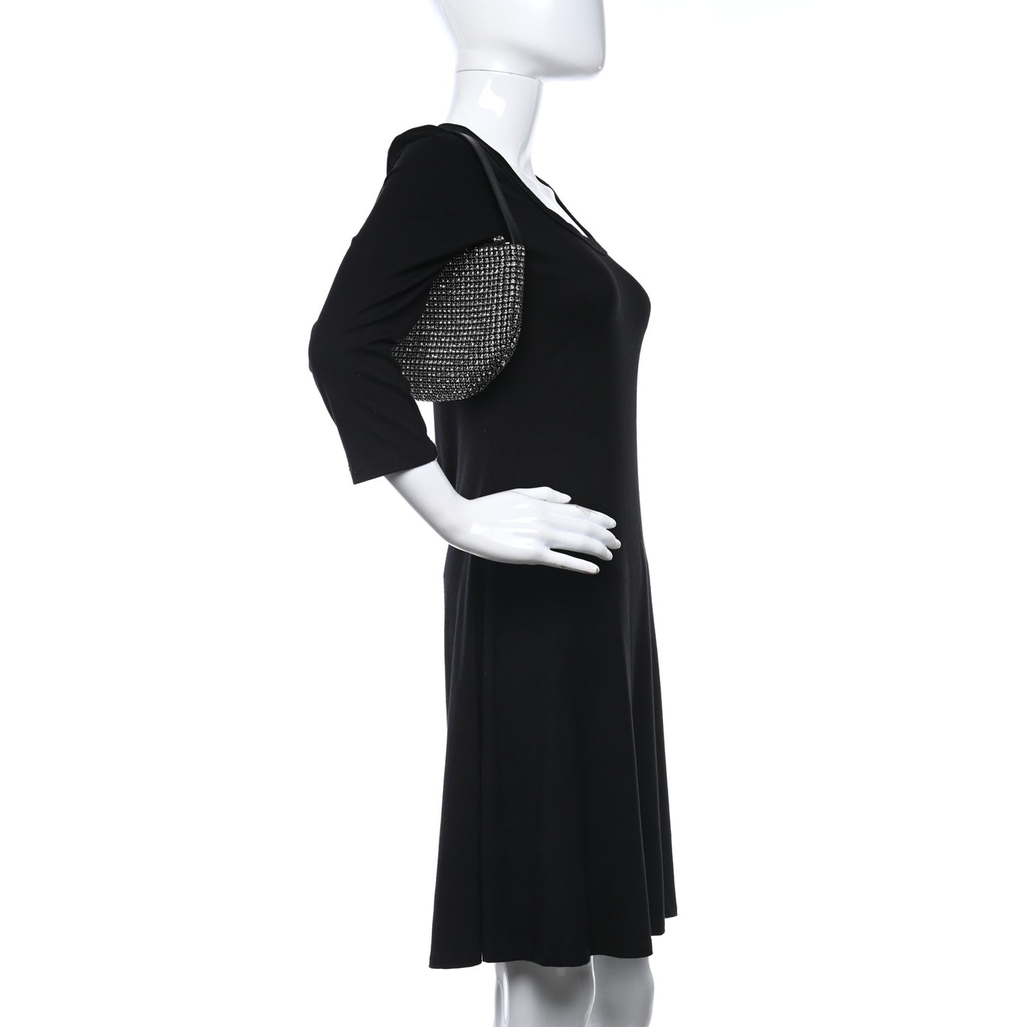 Mesh Crystal Wanglock Fortune Cookie Bag Black