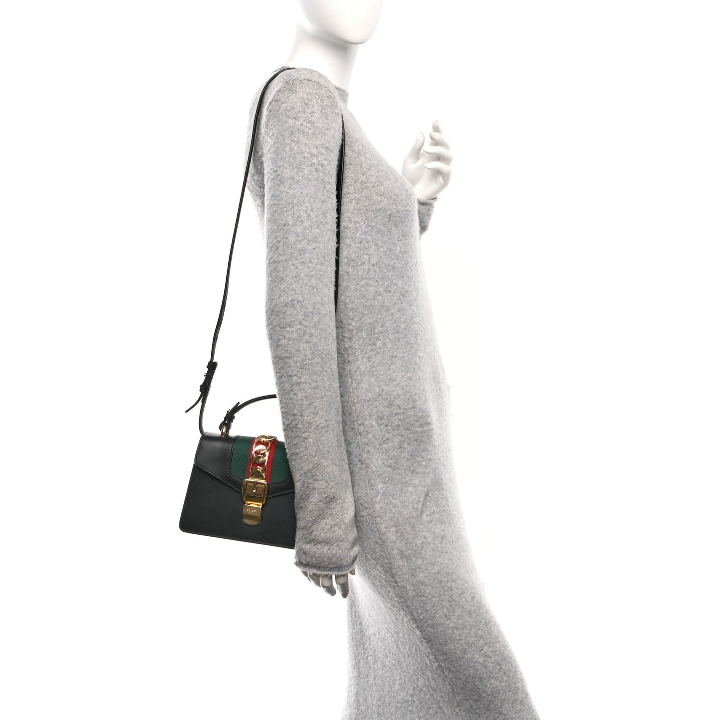 Calfskin Mini Sylvie Top Handle Bag Black