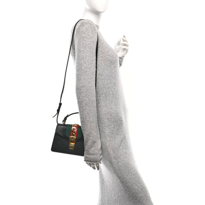 Gucci Calfskin Mini Sylvie Top Handle Bag Black 2 of 11