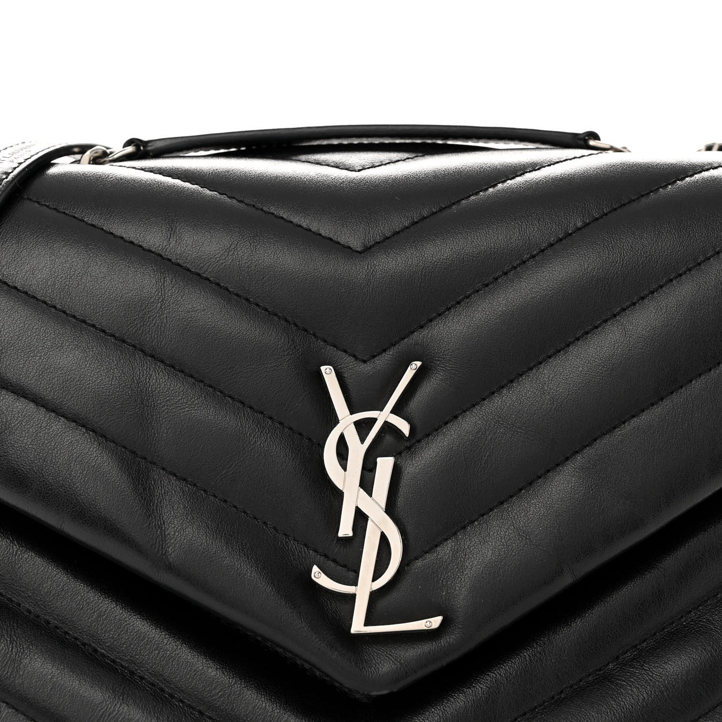 Calfskin Y Quilted Monogram Medium Loulou Chain Satchel Black
