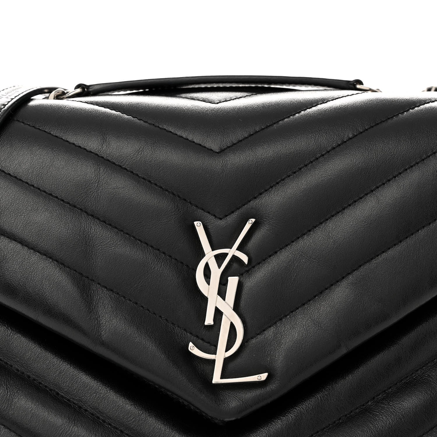 Saint Laurent Calfskin Y Quilted Monogram Medium Loulou Chain Satchel Black 9 of 12