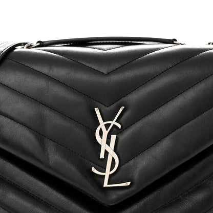 Saint Laurent Calfskin Y Quilted Monogram Medium Loulou Chain Satchel Black 9 of 12