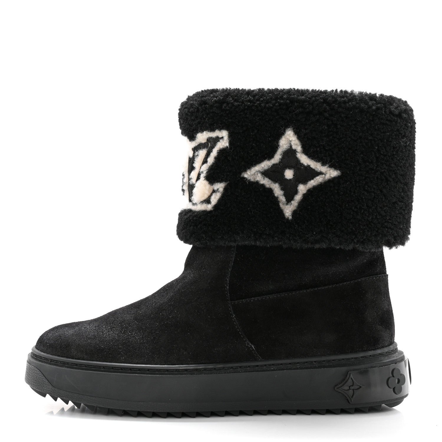 Louis Vuitton Suede Calfskin Shearling Snowdrop Flat Ankle Boot 36 Black 1 of 11