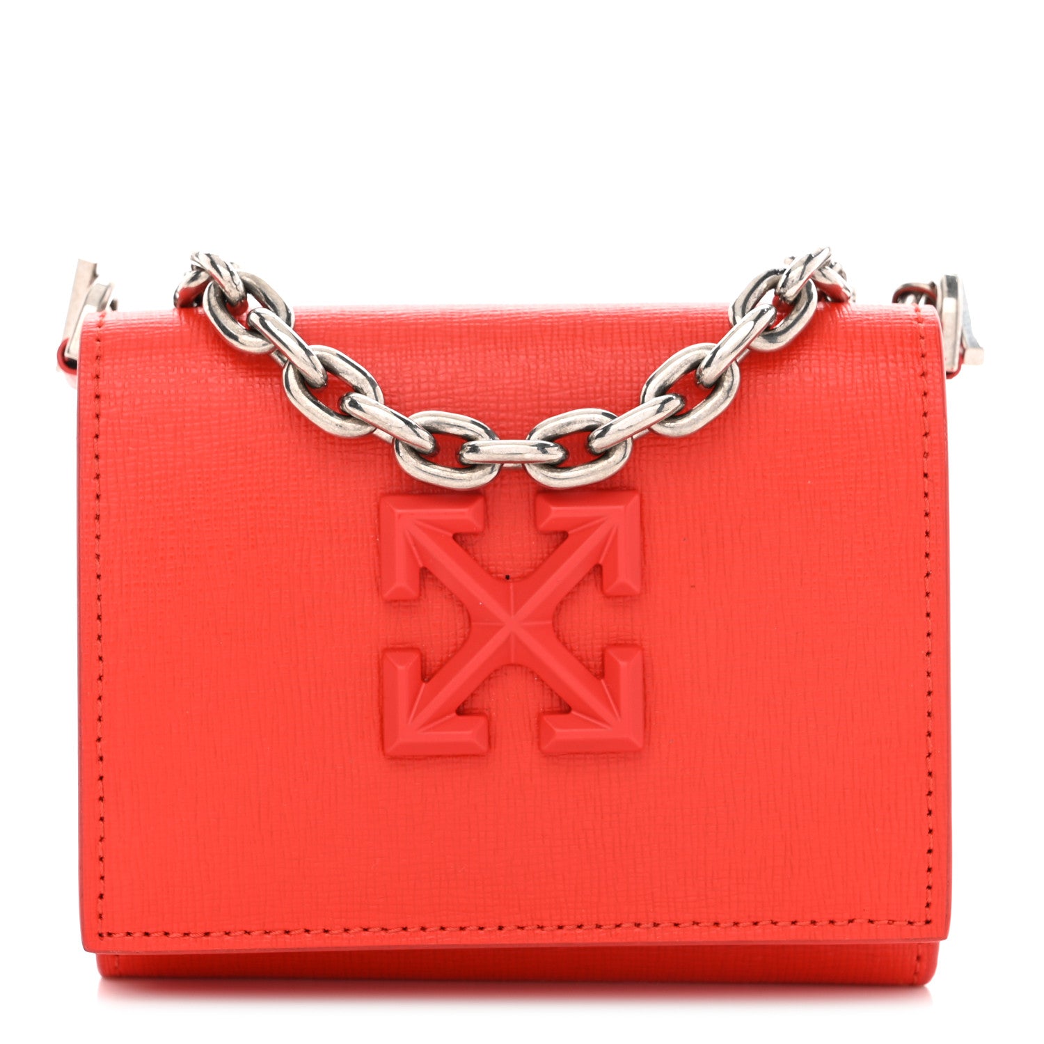 Off-White Saffiano Jitney Crossbody Wallet Red 1 of 10
