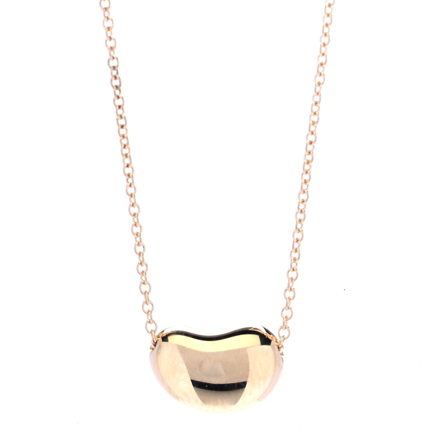 Tiffany 18K Yellow Gold 12mm Elsa Peretti Bean Pendant Necklace 1 of 6