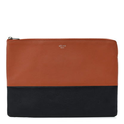 Celine Lambskin Bi-Color Solo Clutch Pouch Terracotta Navy 1 of 7
