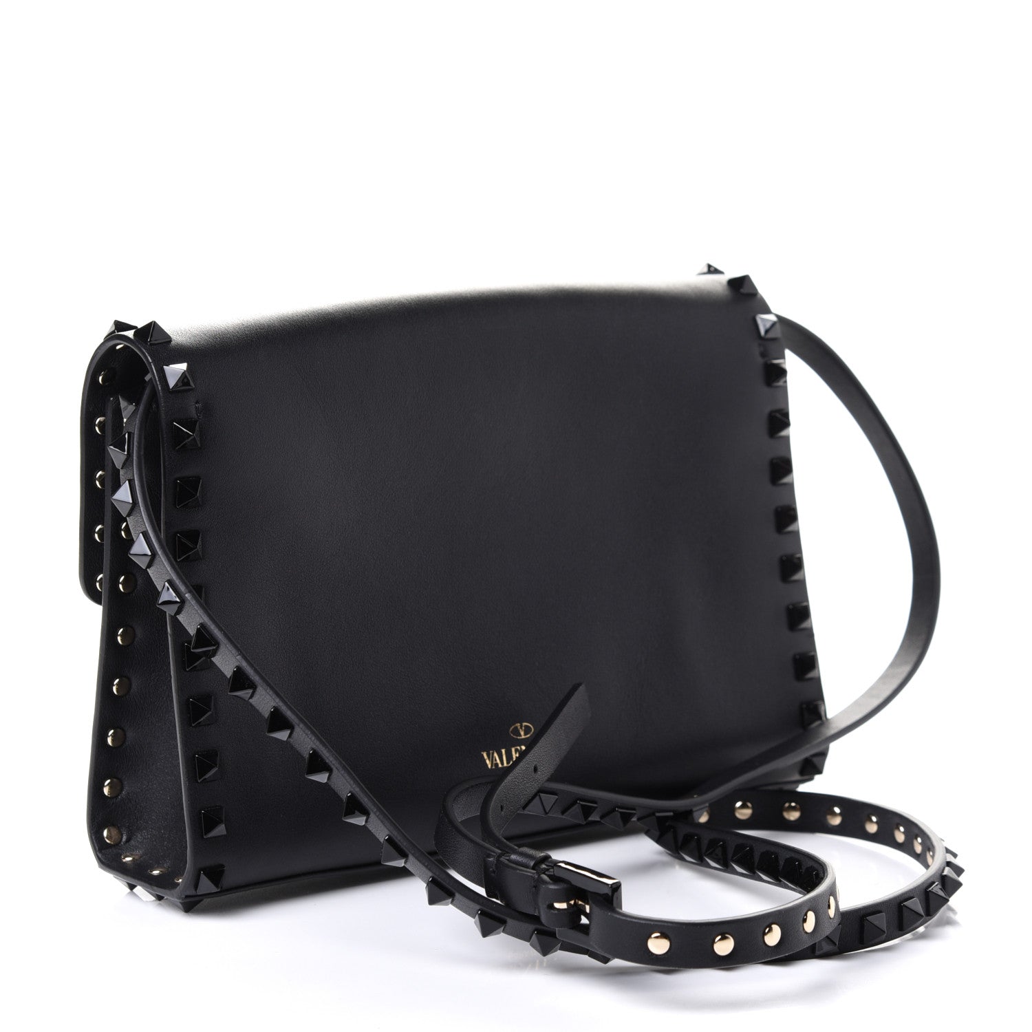 Valentino Garavani Vitello Monochrome Medium Rockstud Flip Lock Crossbody Bag Black 2 of 4