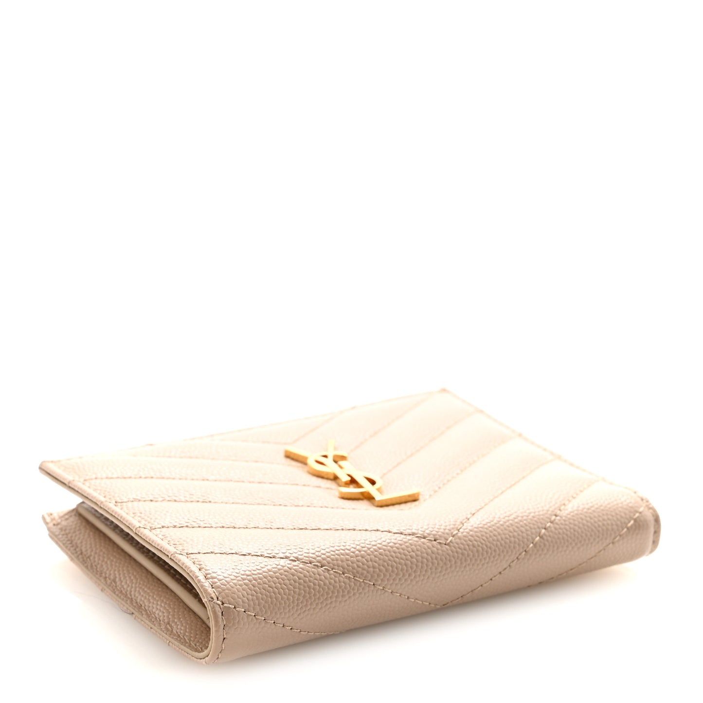 Grain De Poudre Matelasse Chevron Monogram Zipped Card Case Dark Beige
