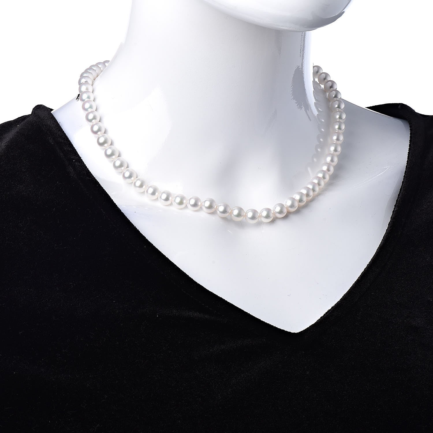 Mikimoto Sterling Silver 18K White Gold Akoya Pearl 7-7.5mm Strand Necklace Earring Set 2 of 7