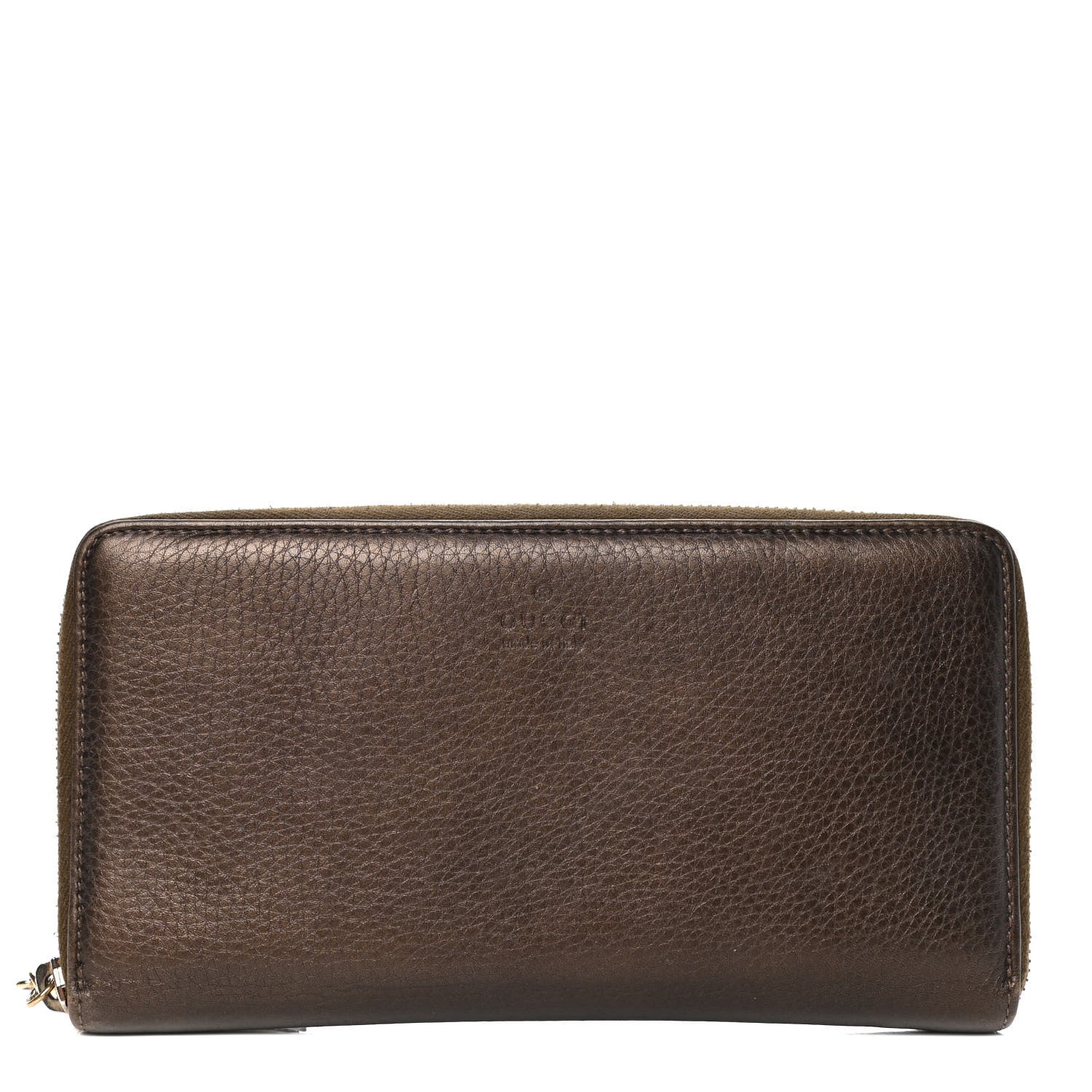 Gucci Metallic Calfskin Bamboo Tassel Zip Around Wallet Bronze 1 of 7