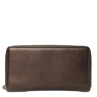 Gucci Metallic Calfskin Bamboo Tassel Zip Around Wallet Bronze 1 of 7
