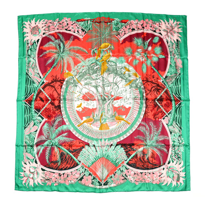 Hermes Silk Aloha Scarf 140 Vert Corail Rose 1 of 5
