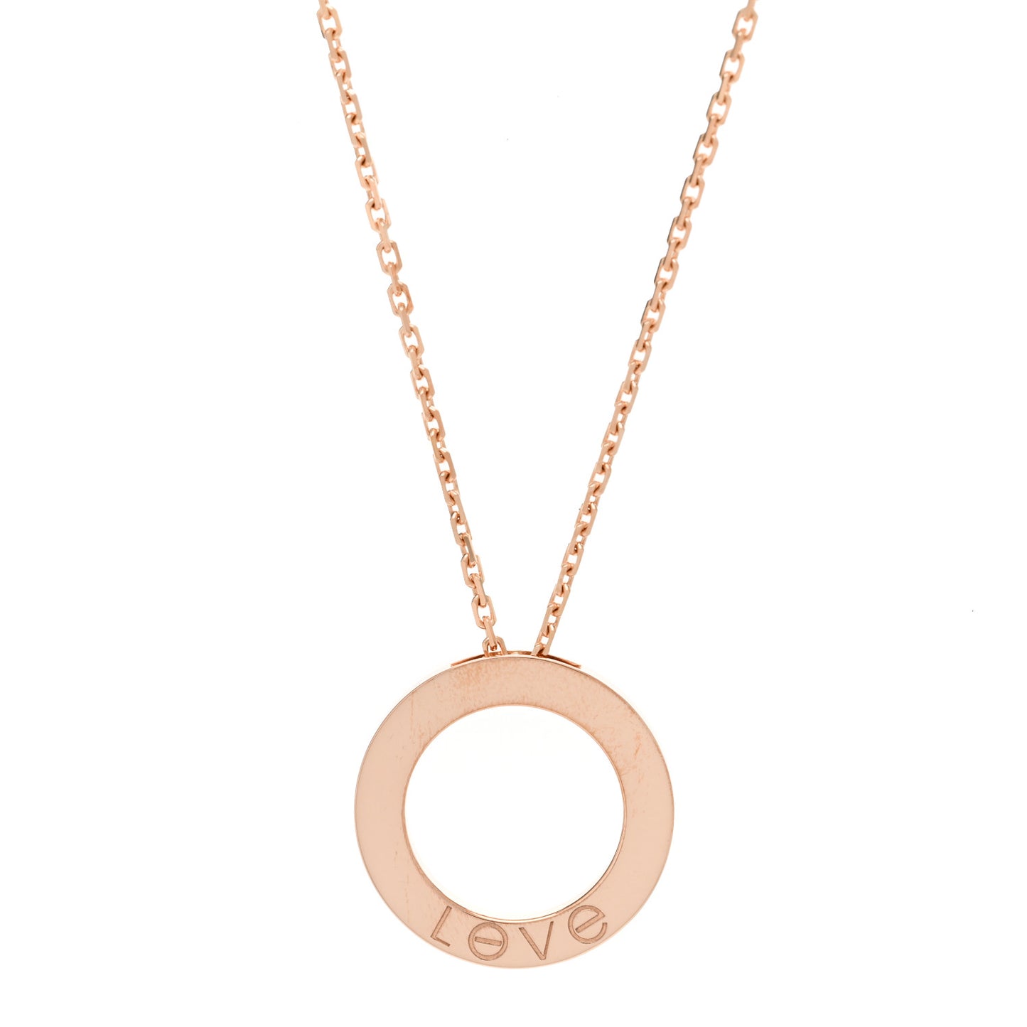 18K Pink Gold 3 Diamonds LOVE Pendant Necklace