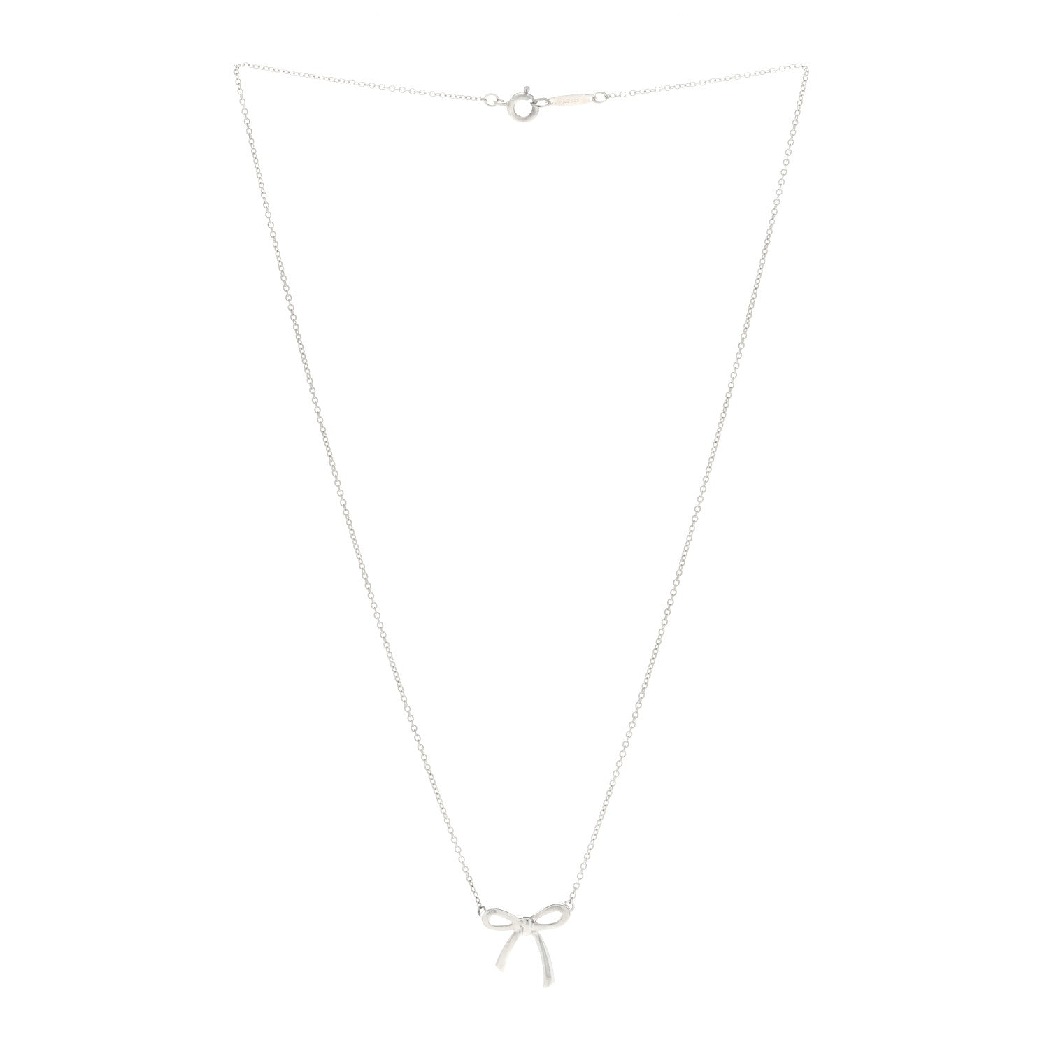 Tiffany Sterling Silver Small Bow Pendant Necklace 2 of 3