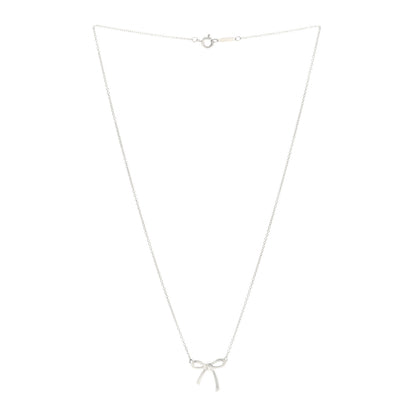 Tiffany Sterling Silver Small Bow Pendant Necklace 2 of 3