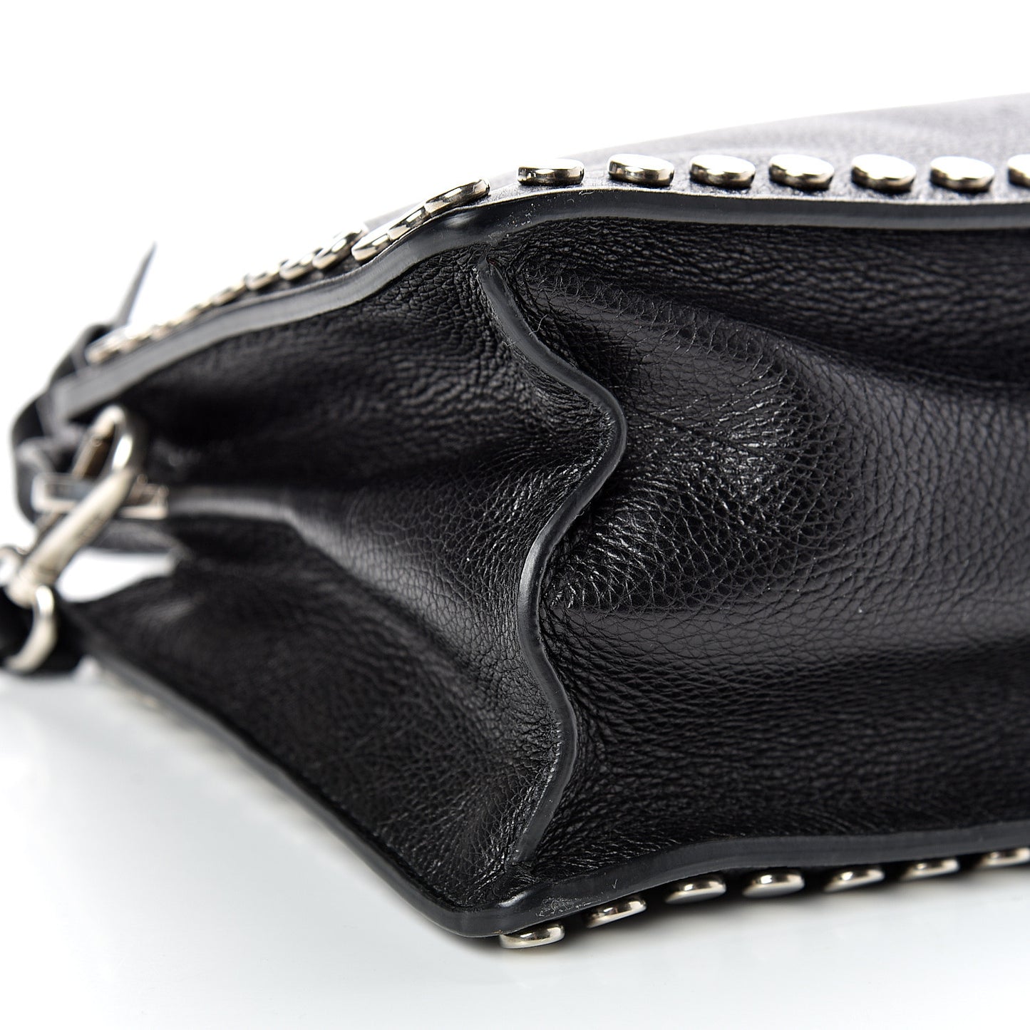 Glace Calfskin Studded Etiquette Shoulder Bag Black