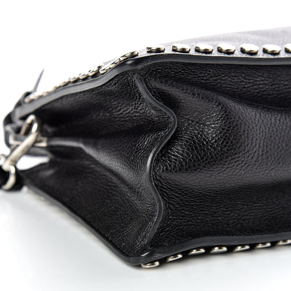 Prada Glace Calfskin Studded Etiquette Shoulder Bag Black 12 of 14