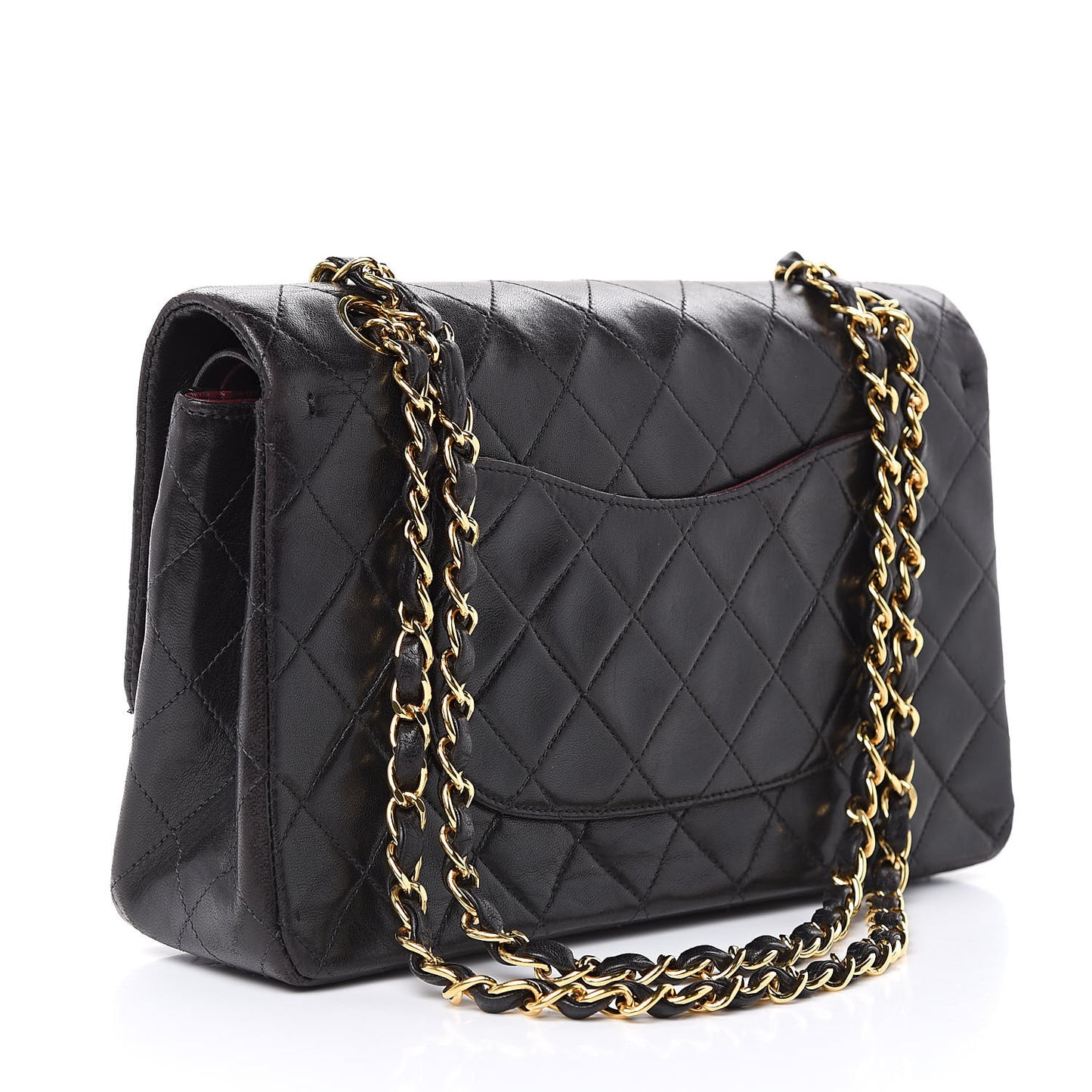 Lambskin Quilted Medium Double Flap Black