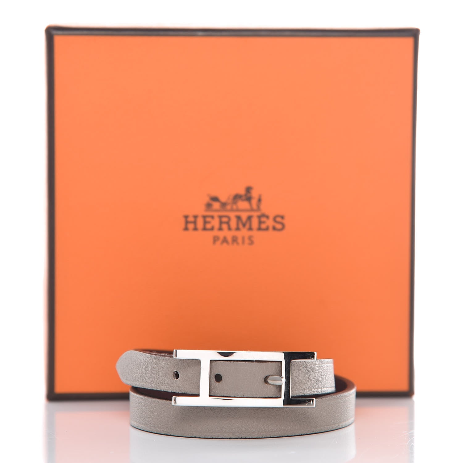 Hermes Swift Behapi Double Tour Bracelet T2 Gris Asphalte Bordeaux 7 of 7
