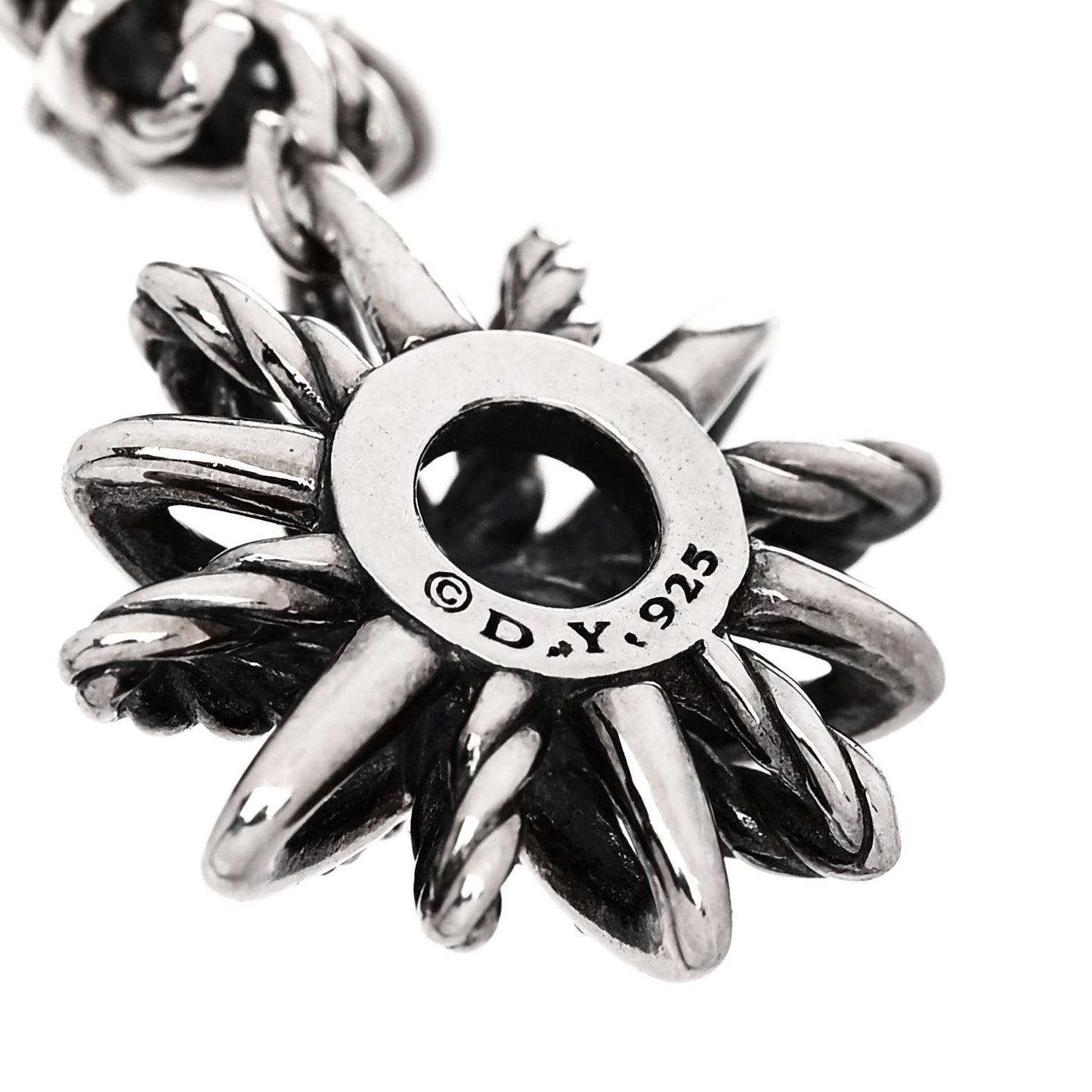 Sterling Silver Diamond Starburst Double Drop Earrings