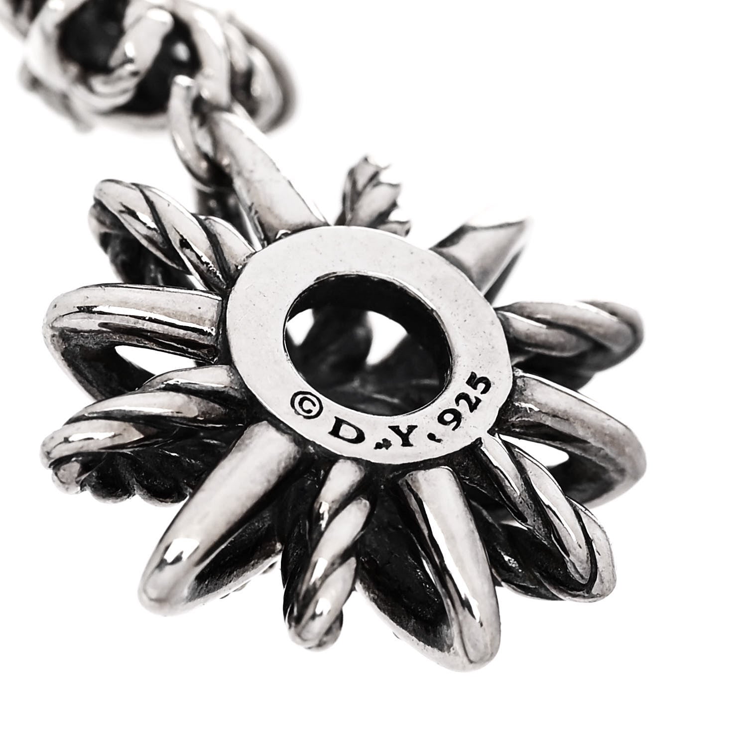 David Yurman Sterling Silver Diamond Starburst Double Drop Earrings 4 of 4