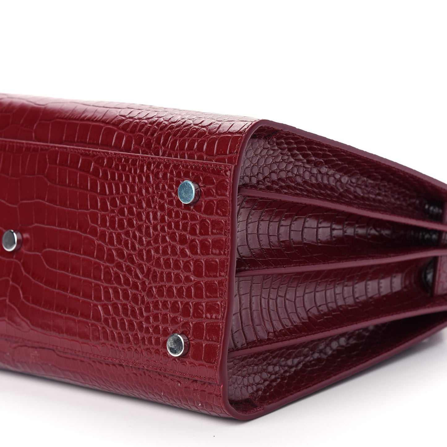 Calfskin Crocodile Embossed Small Sac de Jour Red Lacquer