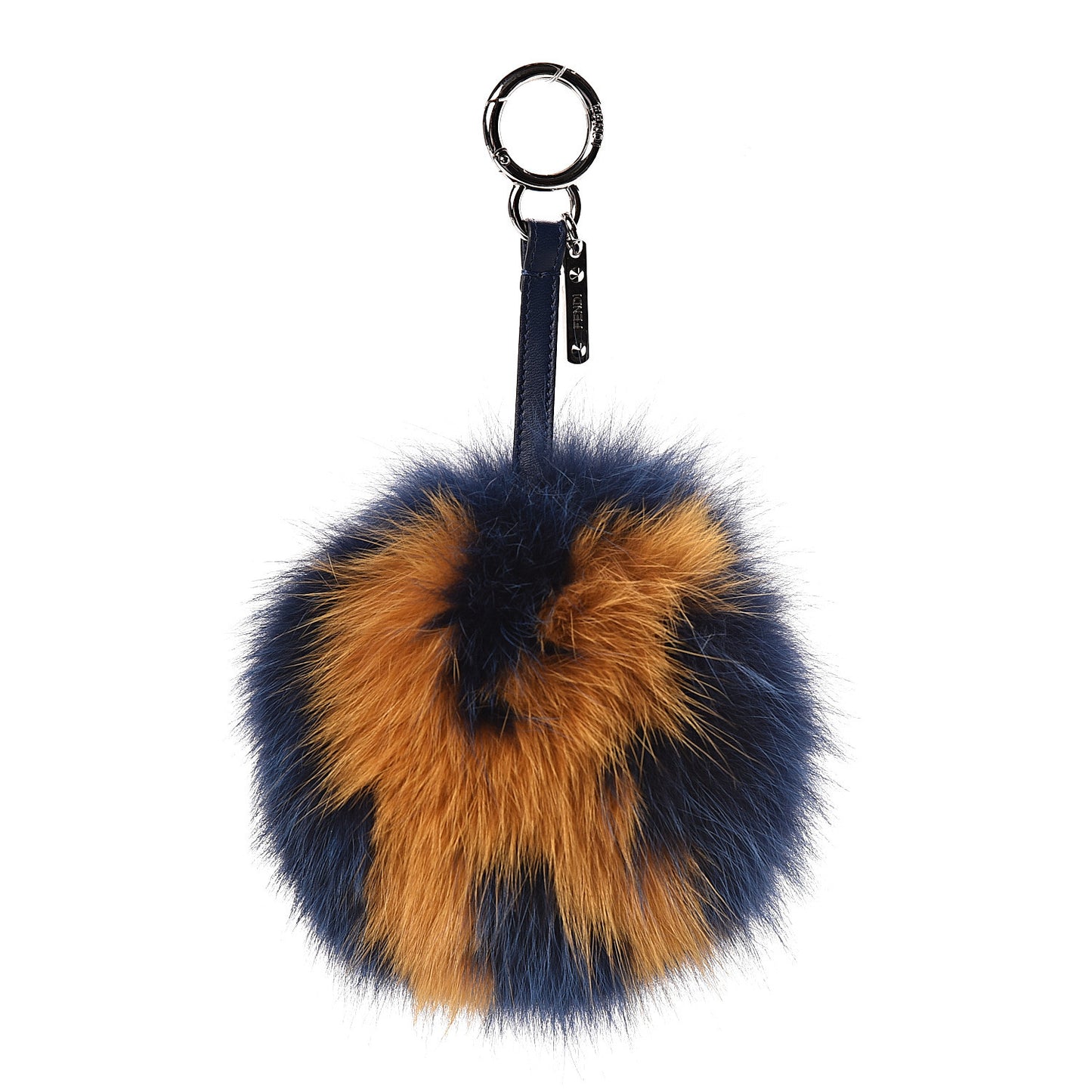 Fox Fur Shiny Nappa Bi-Color K ABCharm Bag Charm Blue Curry