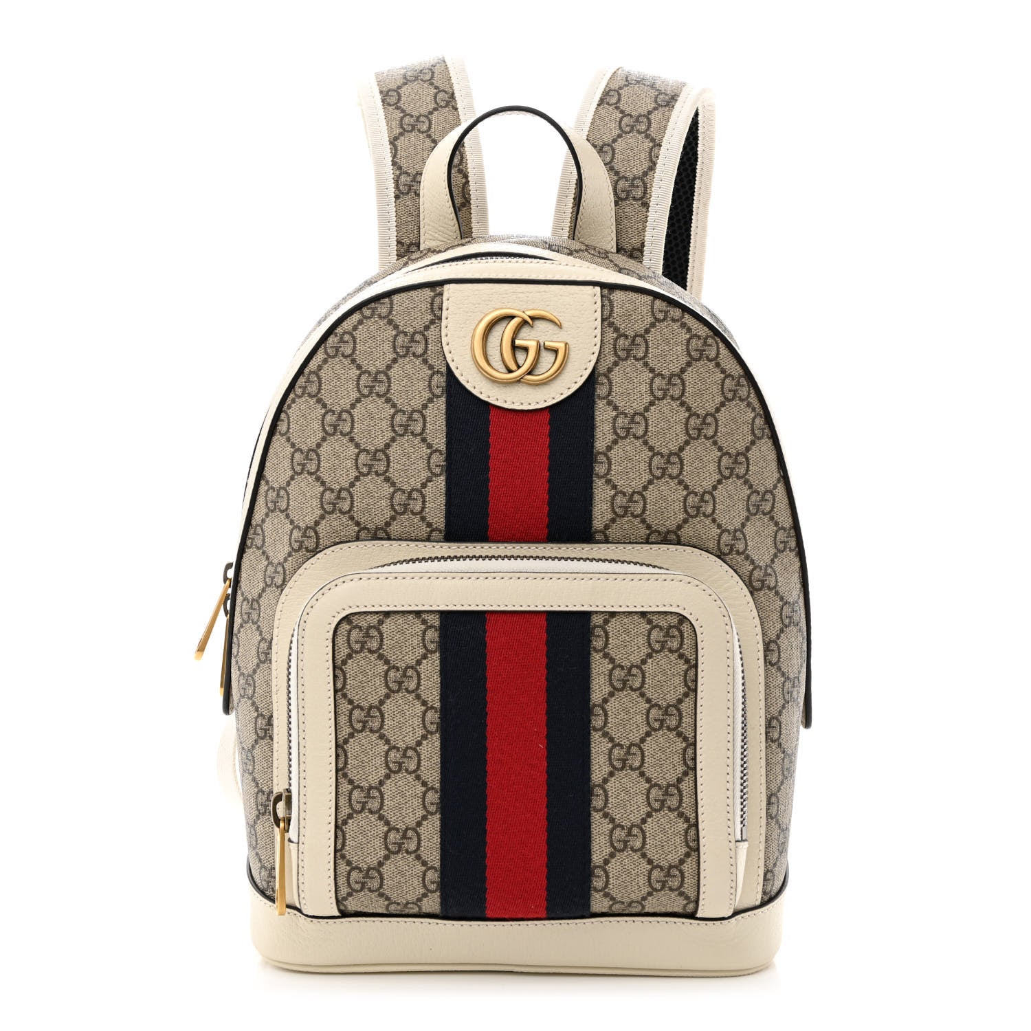 Gucci GG Supreme Monogram Textured Calfskin Web Small Ophidia Day Backpack Beige Ebony Mystic White 1 of 10